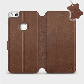 Etui ze skóry naturalnej do Huawei P10 Lite - wzór Brown Leather