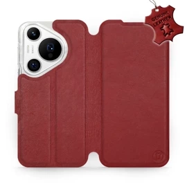 Etui ze skóry naturalnej do Huawei Pura 70 Pro - wzór Dark Red Leather