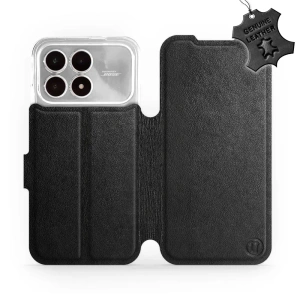 Etui ze skóry naturalnej do Xiaomi Poco F8 Pro - wzór Black Leather