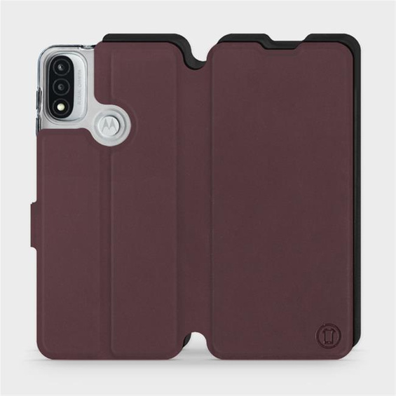Etui Soft Touch do Motorola Moto E20 - wzór Matowy burgund z czernią