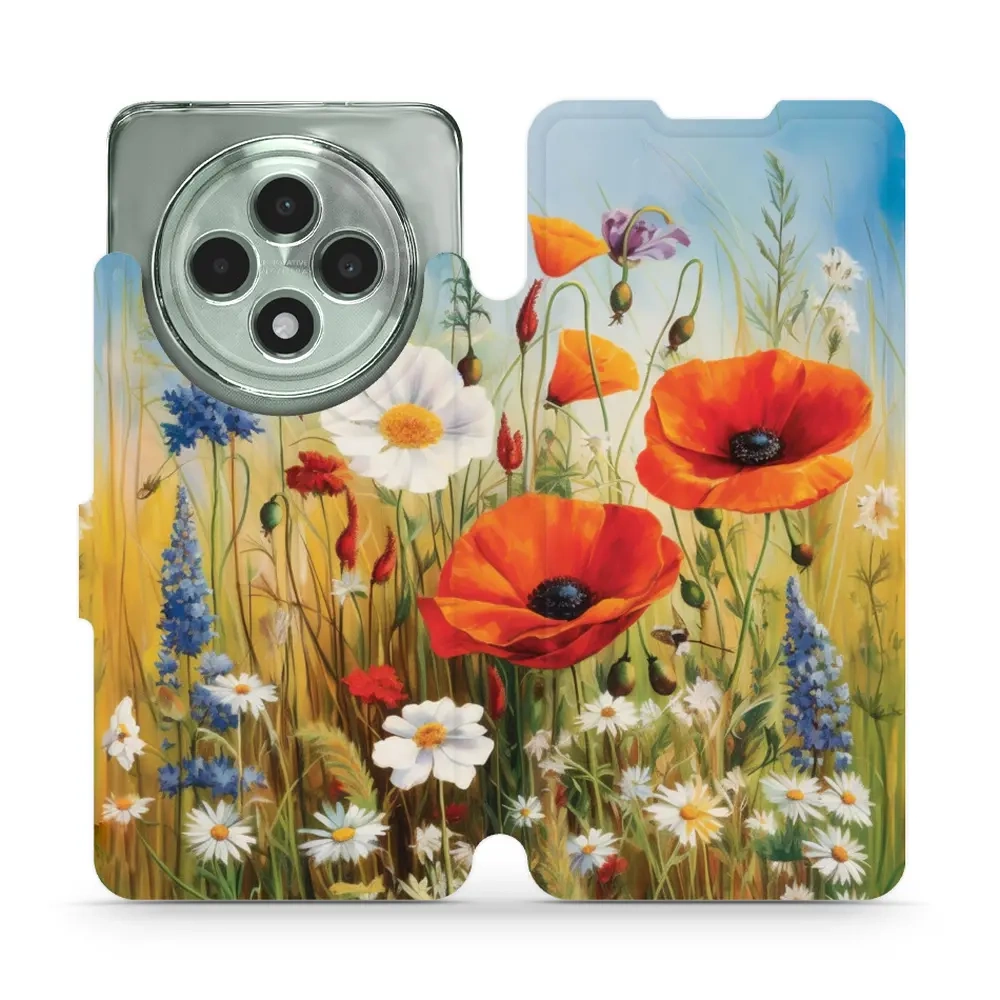 Mobiwear Book, Displayschutz, magnetischer Verschluss, Silikoneinlage, Schutz, Wiesenblumen