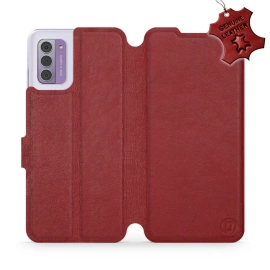 Etui ze skóry naturalnej do Nokia G42 - wzór Dark Red Leather