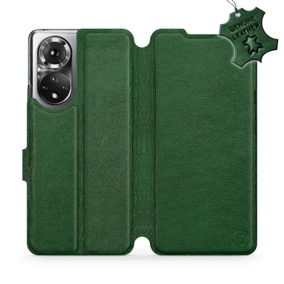 Etui ze skóry naturalnej do Huawei Honor 50 - wzór Green Leather