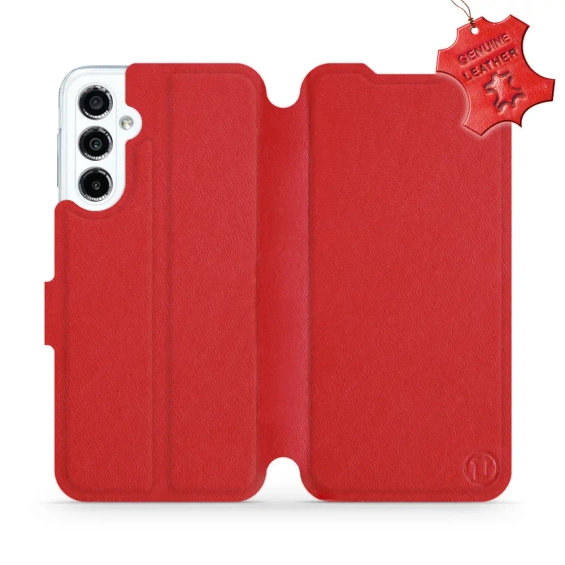 Etui ze skóry naturalnej do Samsung Galaxy M34 5G - wzór Red Leather