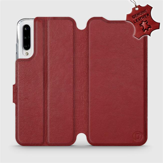 Etui ze skóry naturalnej do Xiaomi Mi A3 - wzór Dark Red Leather