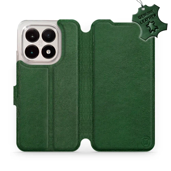 Etui ze skóry naturalnej do Xiaomi 15T - wzór Green Leather