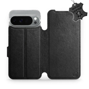 Etui ze skóry naturalnej do Google Pixel 10 Pro XL - wzór Black Leather