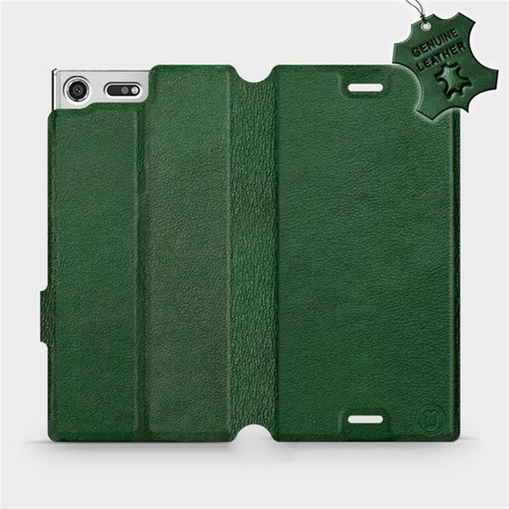 Etui ze skóry naturalnej do Sony Xperia XZ Premium - wzór Green Leather