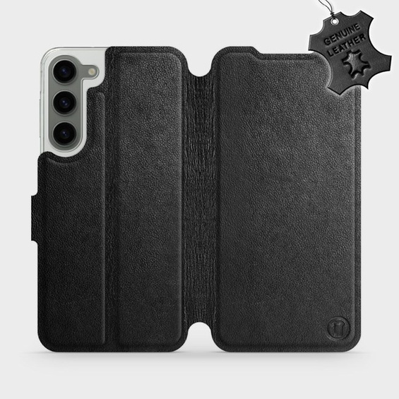 Etui ze skóry naturalnej do Samsung Galaxy S23 Plus - wzór Black Leather