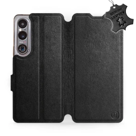 Etui ze skóry naturalnej do Sony Xperia 1 VI - wzór Black Leather