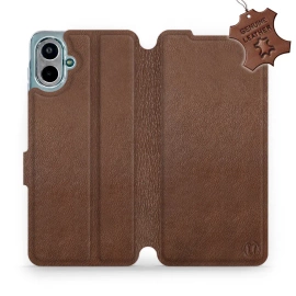 Etui ze skóry naturalnej do Samsung Galaxy A07 - wzór Brown Leather
