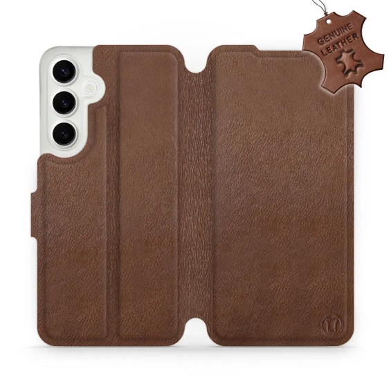 Etui ze skóry naturalnej do Samsung Galaxy S24 Plus - wzór Brown Leather