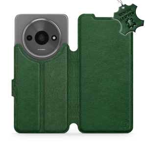 Etui ze skóry naturalnej do Xiaomi Redmi A3 - wzór Green Leather