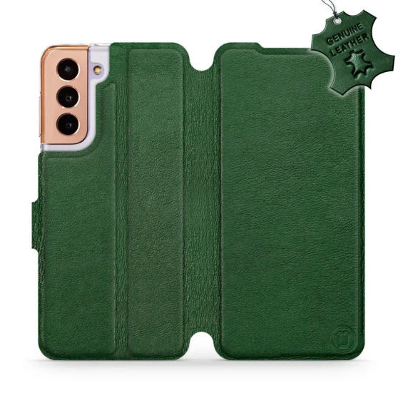 Etui ze skóry naturalnej do Samsung Galaxy S21 - wzór Green Leather
