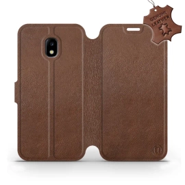 Etui ze skóry naturalnej do Samsung Galaxy J3 2017 - wzór Brown Leather