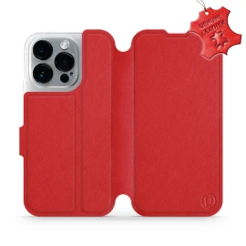 Etui ze skóry naturalnej do Apple iPhone 14 Pro - wzór Red Leather