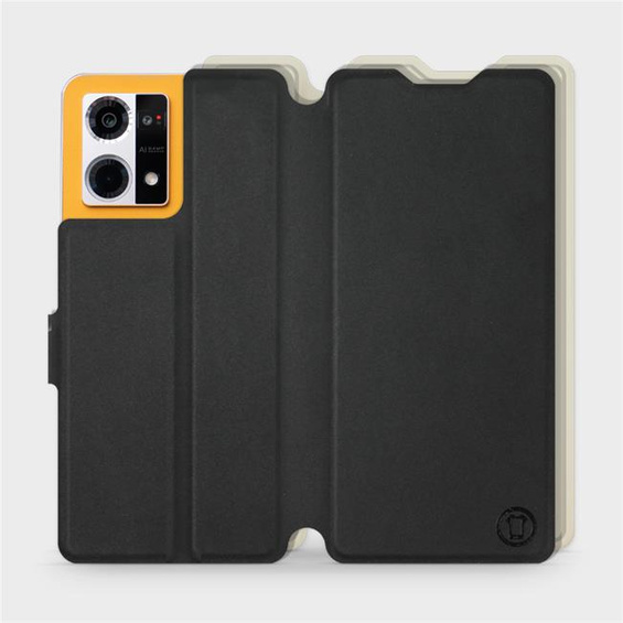 Etui Soft Touch do Oppo Reno 7 4G - wzór Satynowa czerń z platyną