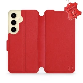Etui ze skóry naturalnej do Samsung Galaxy S24 - wzór Red Leather