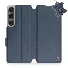 Etui ze skóry naturalnej do Sony Xperia 1 V - wzór Blue Leather