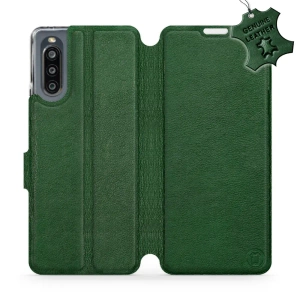 Etui ze skóry naturalnej do Sony Xperia 10 IV - wzór Green Leather