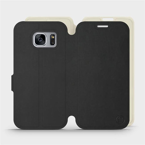 Etui Soft Touch do Samsung Galaxy S7 Edge - wzór Satynowa czerń z platyną