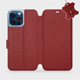 Etui ze skóry naturalnej do Apple iPhone 13 Pro Max - wzór Dark Red Leather