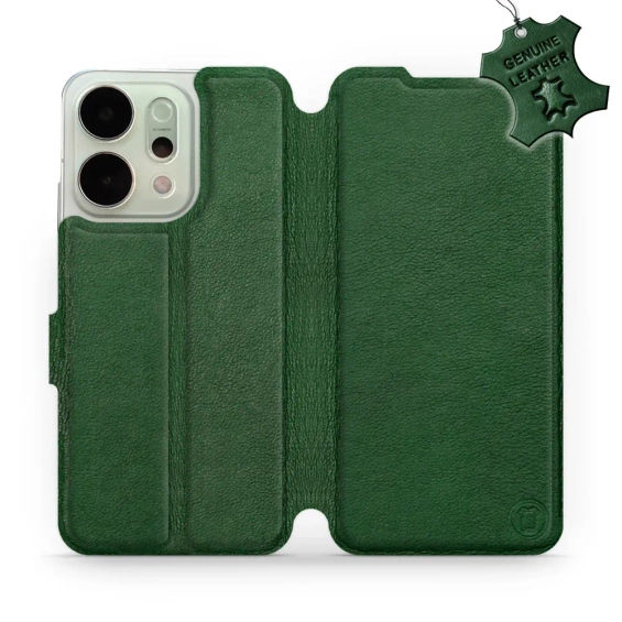Etui ze skóry naturalnej do OPPO Reno 14 Pro 5G - wzór Green Leather