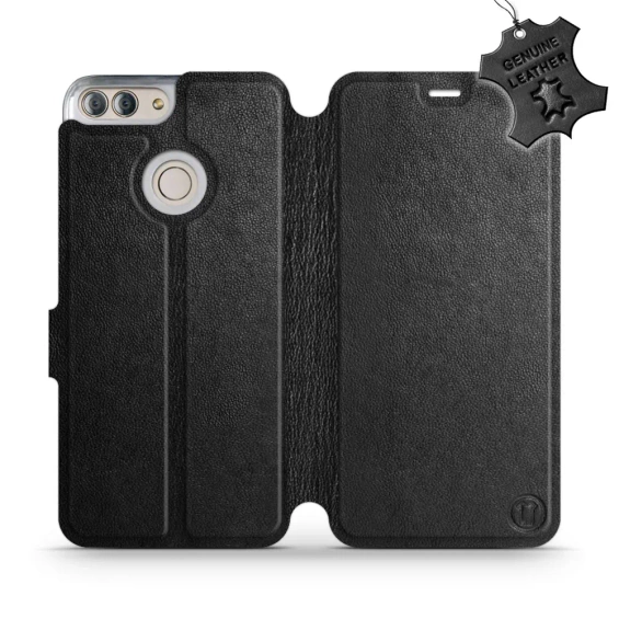 Etui ze skóry naturalnej do Huawei P Smart - wzór Black Leather