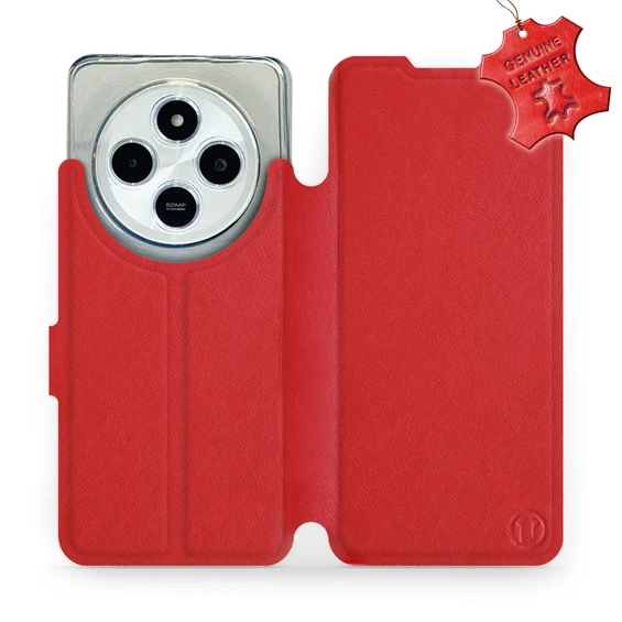Etui ze skóry naturalnej do Xiaomi POCO C75 - wzór Red Leather