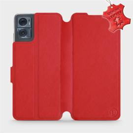Etui ze skóry naturalnej do Motorola Moto E22i - wzór Red Leather