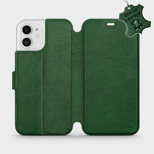 Etui ze skóry naturalnej do Apple iPhone 12 - wzór Green Leather