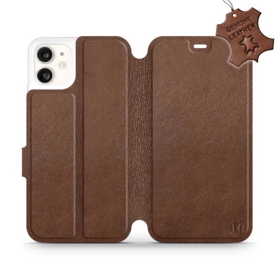 Etui ze skóry naturalnej do Apple iPhone 11 - wzór Brown Leather