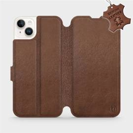 Etui ze skóry naturalnej do Apple iPhone 14 Plus - wzór Brown Leather