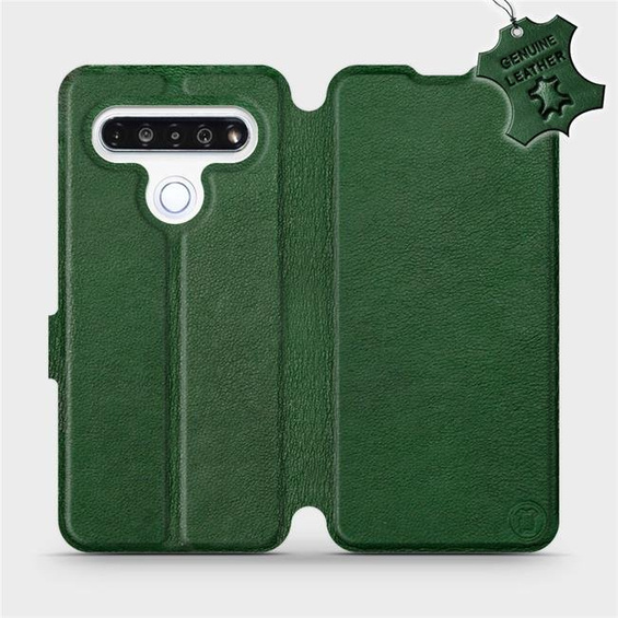 Etui ze skóry naturalnej do LG K61 - wzór Green Leather