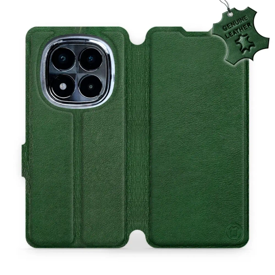 Etui ze skóry naturalnej do Xiaomi POCO X7 - wzór Green Leather