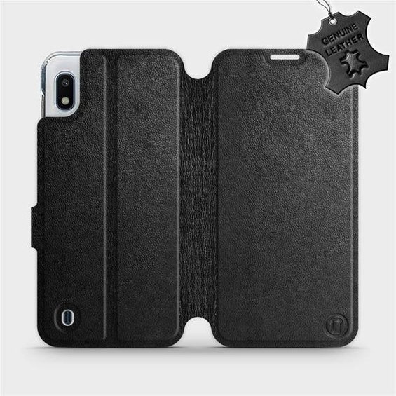 Etui ze skóry naturalnej do Samsung Galaxy A10 - wzór Black Leather