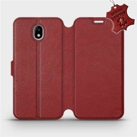 Etui ze skóry naturalnej do Samsung Galaxy J7 2017 - wzór Dark Red Leather