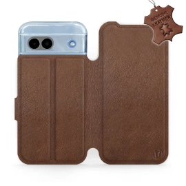 Etui ze skóry naturalnej do Google Pixel 8A - wzór Brown Leather