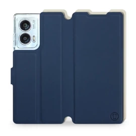 Etui Soft Touch do Motorola Edge 50 Fusion - wzór Głęboki granat z platyną