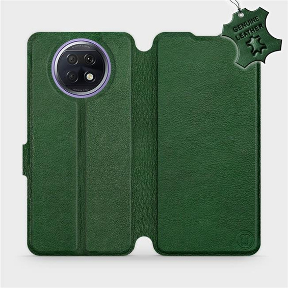 Etui ze skóry naturalnej do Xiaomi Redmi Note 9T - wzór Green Leather