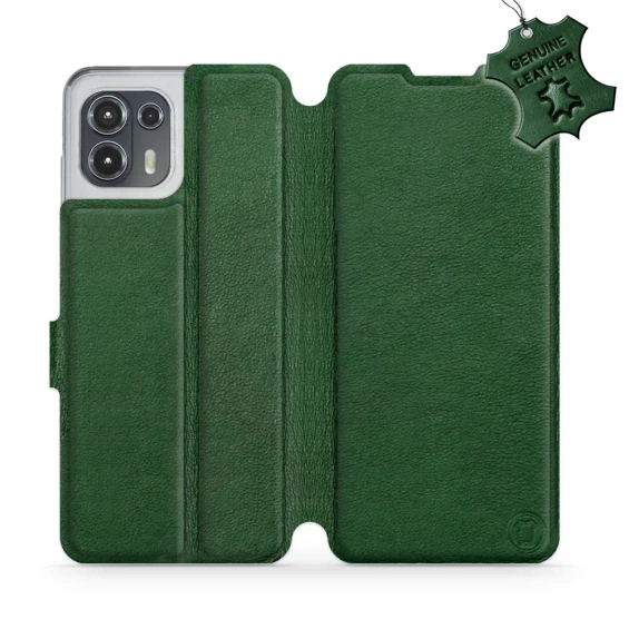 Etui ze skóry naturalnej do Motorola Edge 20 Lite - wzór Green Leather