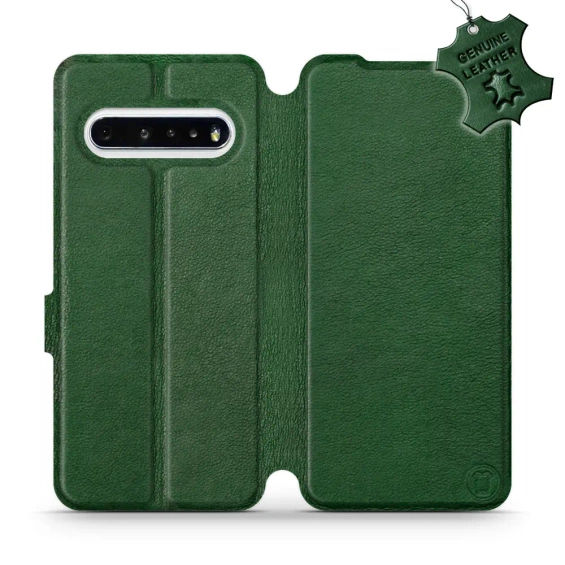 Etui ze skóry naturalnej do LG V60 ThinQ 5G - wzór Green Leather