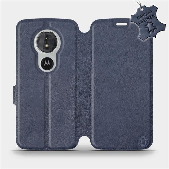 Etui ze skóry naturalnej do Motorola Moto G6 Play - wzór Blue Leather