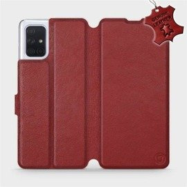 Etui ze skóry naturalnej do Samsung Galaxy A71 - wzór Dark Red Leather