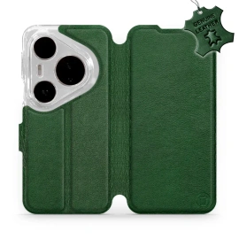 Etui ze skóry naturalnej do Huawei Pura 80 Pro - wzór Green Leather