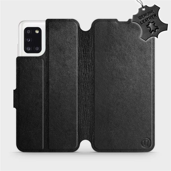 Etui ze skóry naturalnej do Samsung Galaxy A31 - wzór Black Leather
