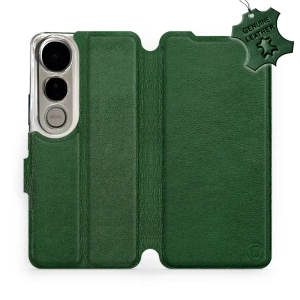 Etui ze skóry naturalnej do Vivo V50 Lite - wzór Green Leather