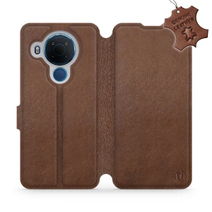 Etui ze skóry naturalnej do Nokia 5.4 - wzór Brown Leather