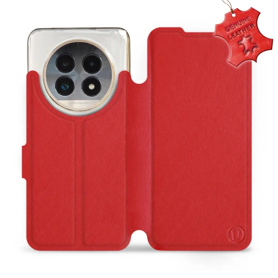 Etui ze skóry naturalnej do Realme 13 Pro - wzór Red Leather
