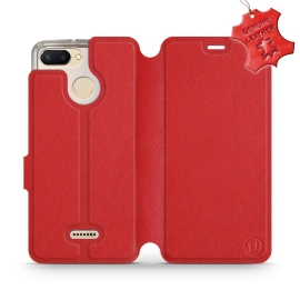 Etui ze skóry naturalnej do Xiaomi Redmi 6 - wzór Red Leather